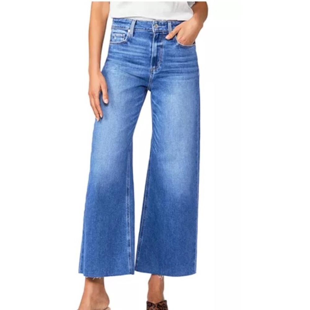 PAIGE Anessa Ankle Wide Leg Jeans‎ Sunny Distressed Size 30 New With Tags